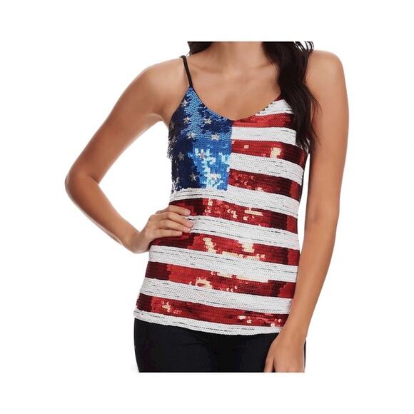 Third Wish medium sequin patriotic flag tank top stars & stripes TS 2957 - Picture 11 of 11